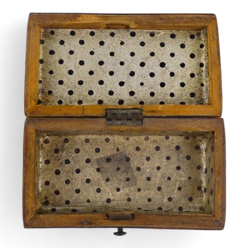 136 - A 19th century tortoiseshell patch box - rectangular, the cover inlaid with silver wire and studs, 6... 