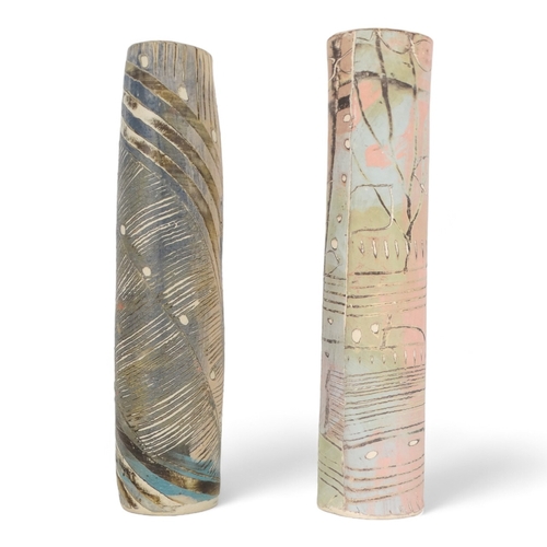 165 - A contemporary ceramic vase - polychrome painted with sgraffito and painted abstract design, 37cm hi... 