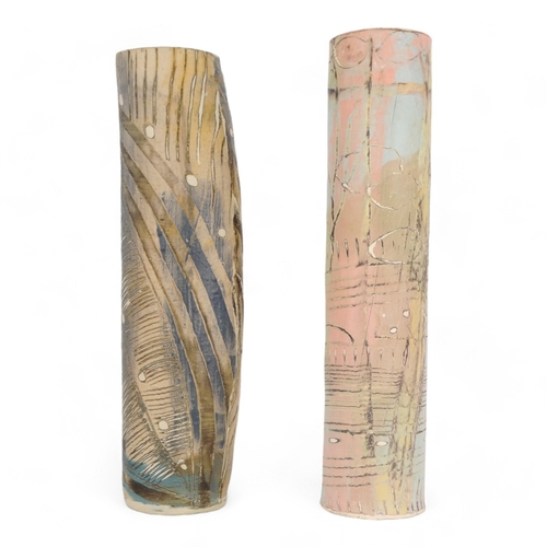 165 - A contemporary ceramic vase - polychrome painted with sgraffito and painted abstract design, 37cm hi... 