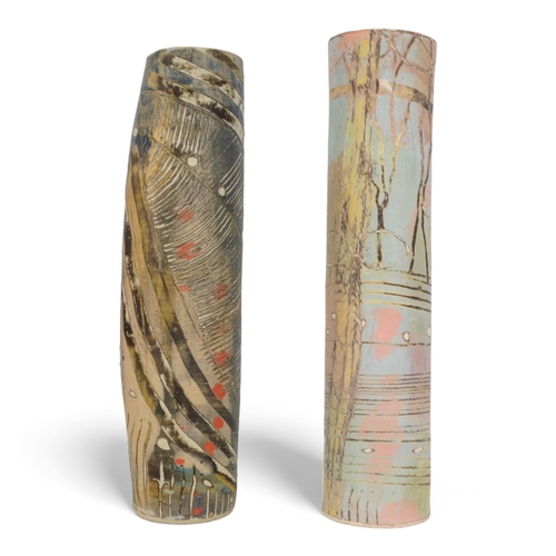 165 - A contemporary ceramic vase - polychrome painted with sgraffito and painted abstract design, 37cm hi... 