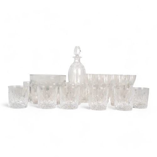 186 - A Stuart Crystal decanter - 'Ellesmere' pattern by Ludwig Kny, together with eleven tumblers, ten sh... 