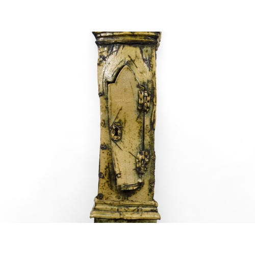 188 - A contemporary pottery clock - in the stylised form of a longcase, constructed in three sections, 15... 