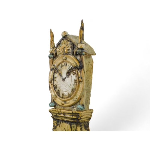 188 - A contemporary pottery clock - in the stylised form of a longcase, constructed in three sections, 15... 