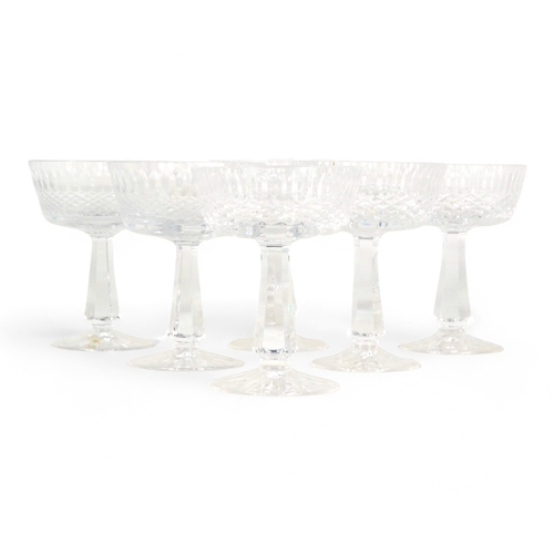 207 - A set of six Wedgwood Galway syllabub glasses - the cut bowls raised on a faceted baluster stem. (6)