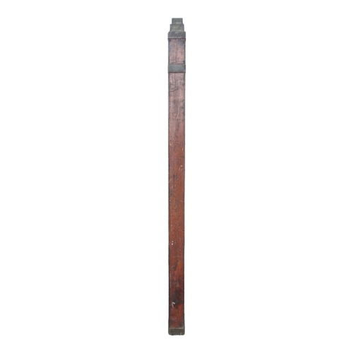 20A - An early 20th century survey staff - mahogany with brass fittings, with a white painted scale set ou... 