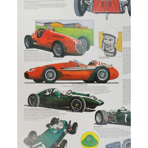 21 - A Formula One racing car poster - circa 1970, published Telegraph Magazine, 64 x 100cm, together wit... 