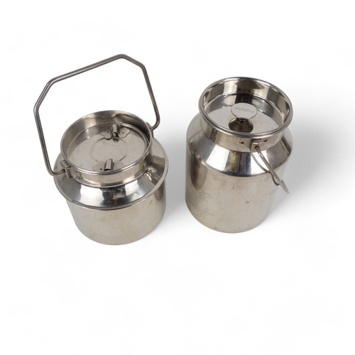 27 - A stainless steel milk pail or thukku - cylindrical form with waisted neck and close fitting cover, ... 