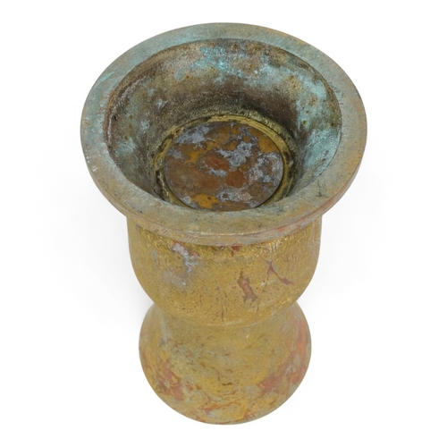 271 - A Chinese bronze Gu style vase - with an unusual etched decoration, 26cm high.