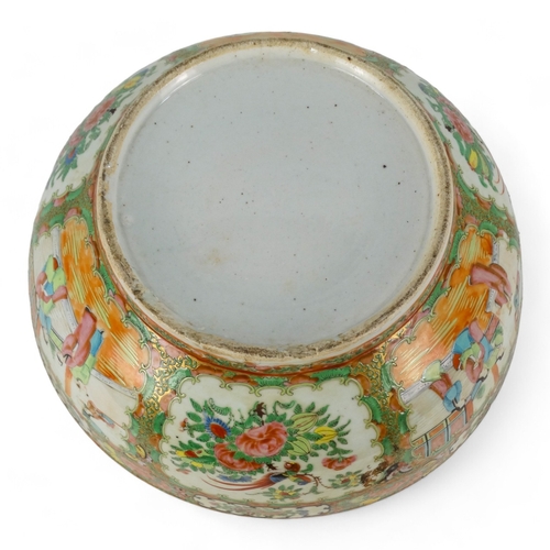 280 - A late 19th century Cantonese famille verte punch bowl - of large proportions and decorated in typic... 