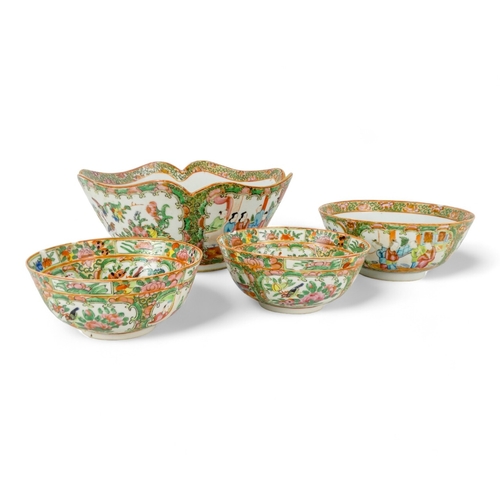 281 - A late 19th century Cantonese famille verte bowl - with ogee shaped lip and decorated with vignette ... 