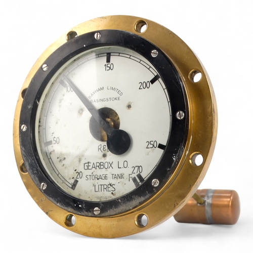 36 - A 20th century maritime gear oil gauge - by Bayham Ltd Basingstoke, measuring 20-270 litres and incl... 