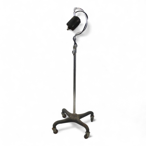 41 - A vintage Scholl dentist's drill and stand - chrome and cast iron, height adjustable and on wheels.