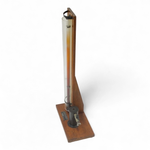 44 - Vintage Boyle's Law apparatus - mounted on a mahogany stand, lacking Bourdon gauge, 70cm high.