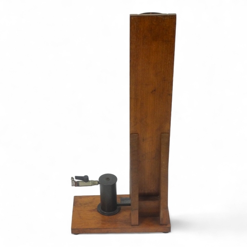 44 - Vintage Boyle's Law apparatus - mounted on a mahogany stand, lacking Bourdon gauge, 70cm high.