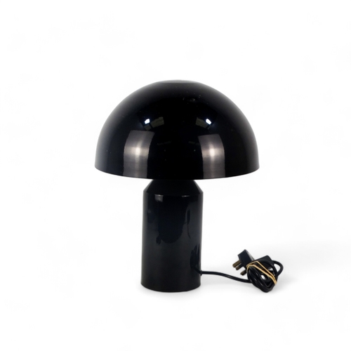 54 - In the manner of Vico Magistretti - Atollo style lamp in black gloss finish, 42cm high.