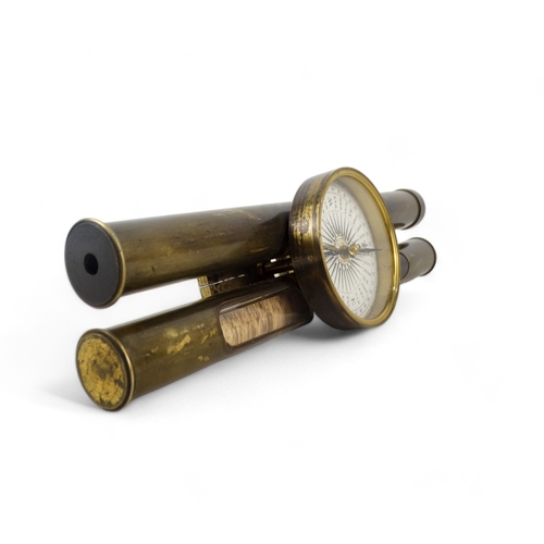 63 - A 19th century surveyor's level - incorporating a compass, sighting tube and bubble level, 23cm long... 