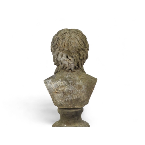 79 - A reconstituted stone bust of a classical bearded man - on a Corinthian column plinth, overall heigh... 