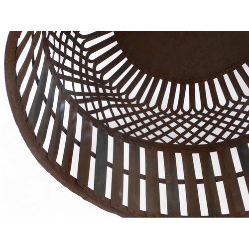 96 - A woven steel and riveted chicken coup - diameter 71cm.