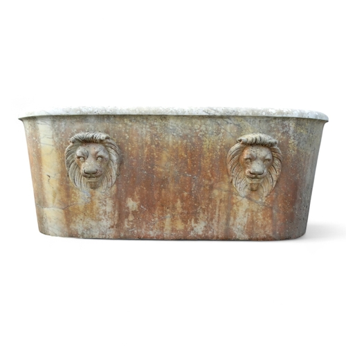 102 - A fine 18th/19th century Carrara marble bath - of tapering oval form and carved with lion masks 181c... 