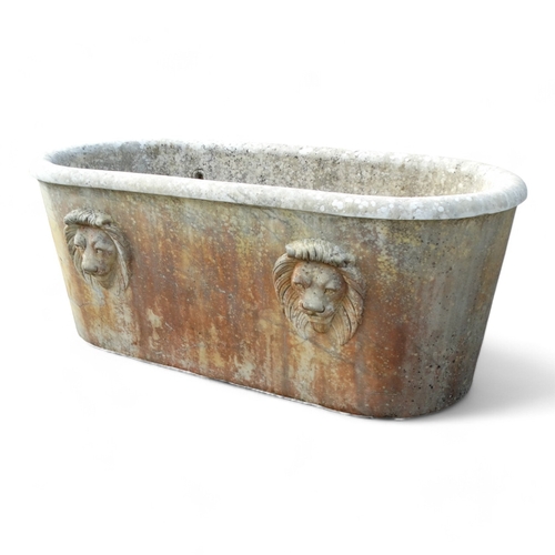 102 - A fine 18th/19th century Carrara marble bath - of tapering oval form and carved with lion masks 181c... 