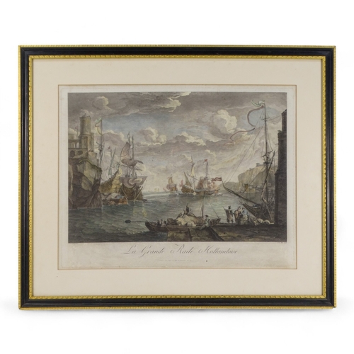 122 - La Grande Rade Hollandoise  Coloured steel engraving  Framed and glazed  Picture size 38 x 55cm Over... 