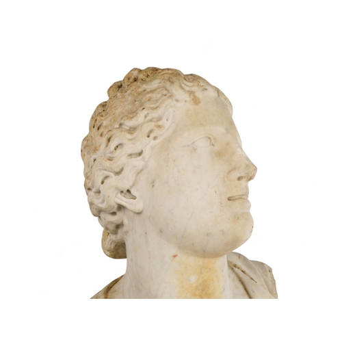 127 - A fine 18th century carved white Carrara marble Bust of Venus de Medici - looking to her left, her h... 