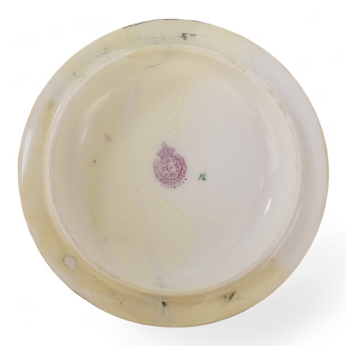 208 - A Royal Worcester blush pin dish - decorated with flowers, 7cm diameter, together with another large... 