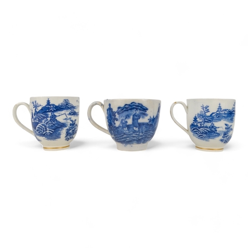 209 - A pair of late 18th century Caughley blue and white tea cups - 'Fisherman and Temple' pattern, toget... 