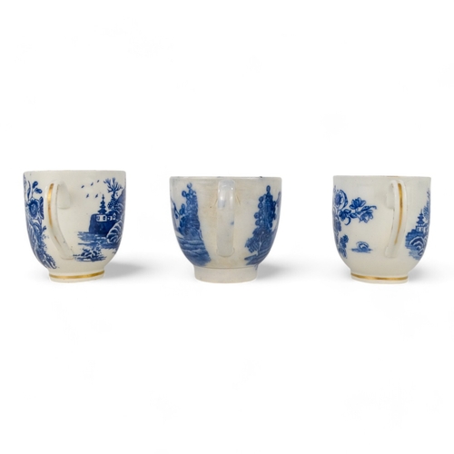 209 - A pair of late 18th century Caughley blue and white tea cups - 'Fisherman and Temple' pattern, toget... 