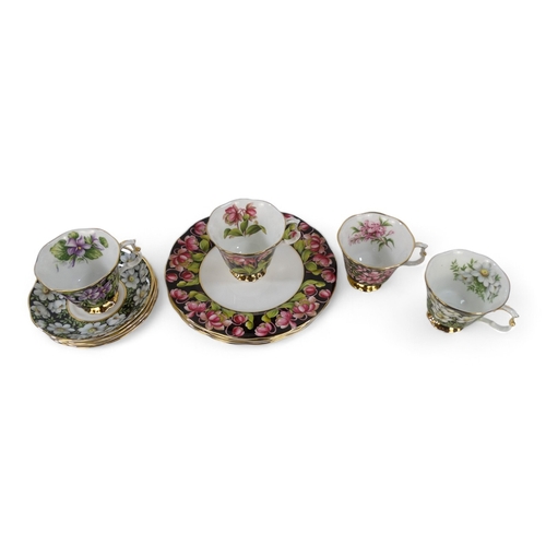 219 - A Royal Albert part tea service - Provincial Flowers pattern, comprising four cups with saucers, tog... 