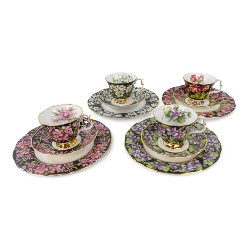 219 - A Royal Albert part tea service - Provincial Flowers pattern, comprising four cups with saucers, tog... 