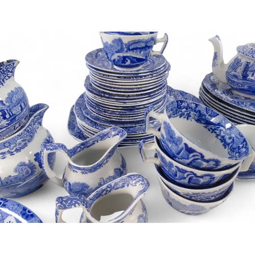 225 - A quantity of Copeland Spode - blue and white Italianate pattern, comprising a part tea service and ... 