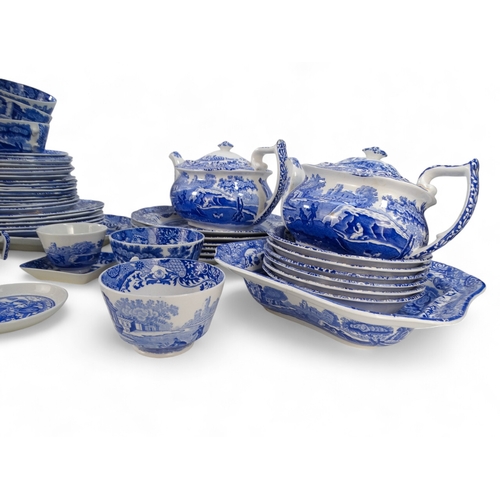 225 - A quantity of Copeland Spode - blue and white Italianate pattern, comprising a part tea service and ... 