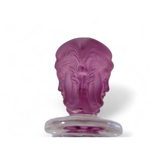 227 - Versace for Rosenthal crystal Medusa wine bottle stopper - of purple moulded glass, length 12cm, box... 