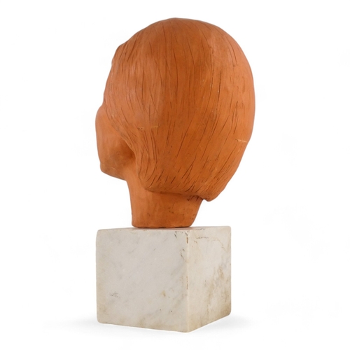 23 - A 20th century British School terracotta bust of a woman - signed with initials BW and dated '96, ra... 