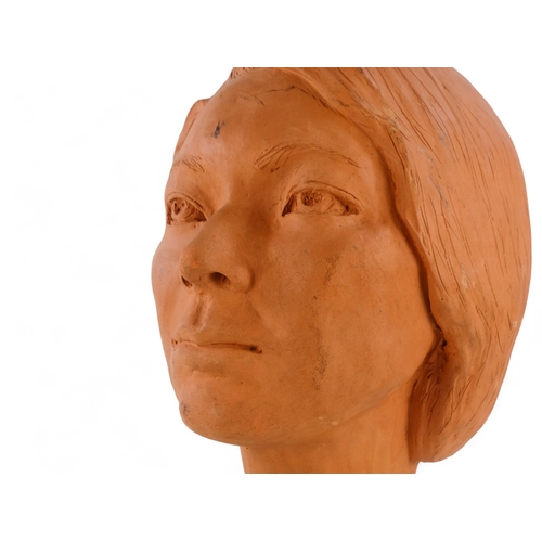 23 - A 20th century British School terracotta bust of a woman - signed with initials BW and dated '96, ra... 