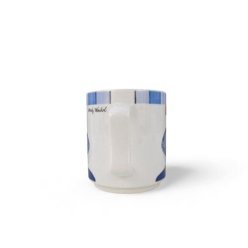 230 - Three Andy Warhol for Rosenthal mugs - decorated with a blue baluster on a white ground, boxed with ... 