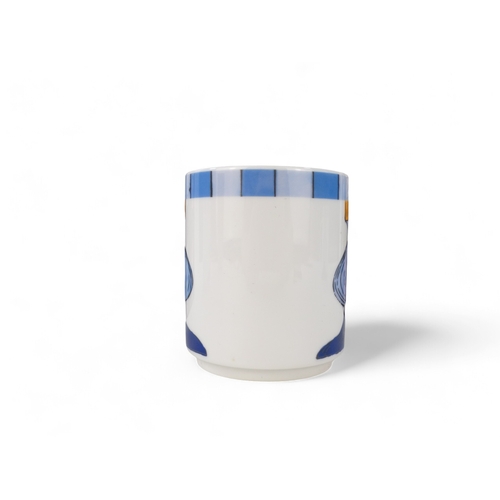 230 - Three Andy Warhol for Rosenthal mugs - decorated with a blue baluster on a white ground, boxed with ... 