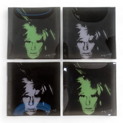 231 - Four Andy Warhol for Rosenthal glass plates - two in green colourway and two in grey, 30 x 30cm, box... 