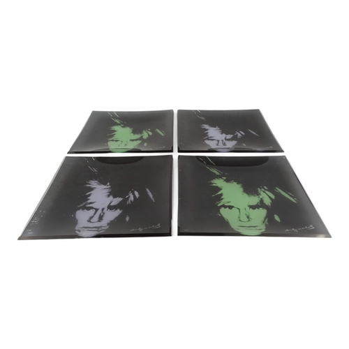 231 - Four Andy Warhol for Rosenthal glass plates - two in green colourway and two in grey, 30 x 30cm, box... 