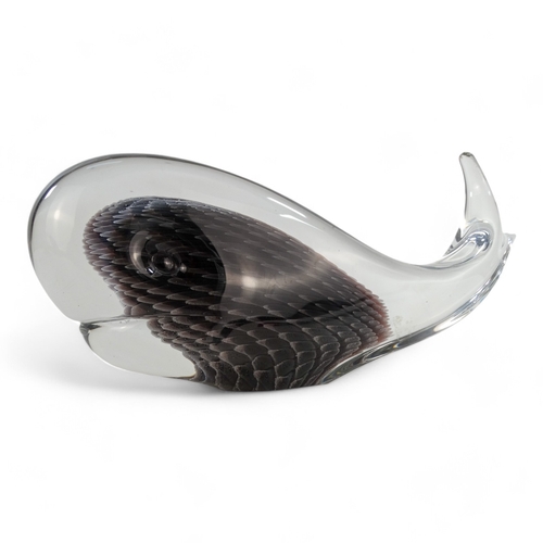 234 - Marcolin Bros. fumetto glass whale - with a feathered interior, signed and numbered B878 to base, 30... 