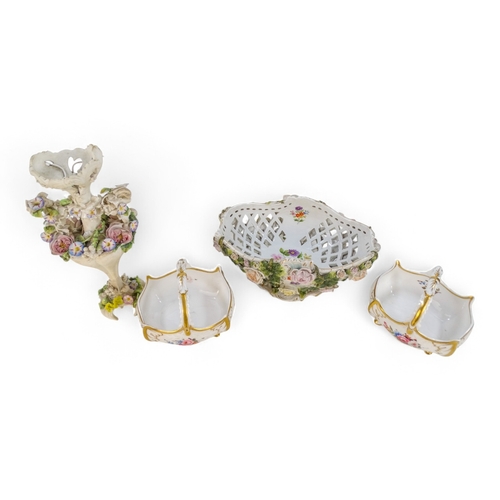 246 - A pair of late 19th century continental flower baskets - of bowed rectangular form moulded and decor... 