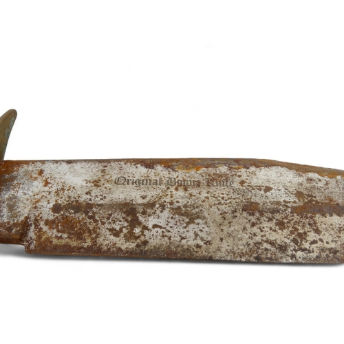 25 - A 20th century Bowie knife - Solingen Germany, with a walnut handle, within a brown leather scabbard... 