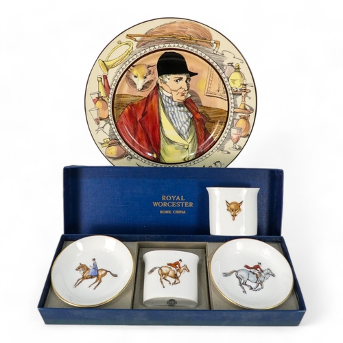 258 - A Royal Doulton character plate - 'The Hunting Man', 23cm diameter, together with a boxed set of Roy... 