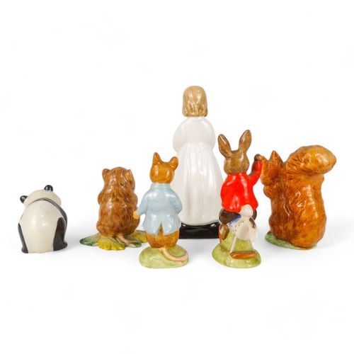 259 - A Royal Doulton figure - 'Bedtime', HN1978, 14cm high, together with three Beswick Beatrix Potter ch... 