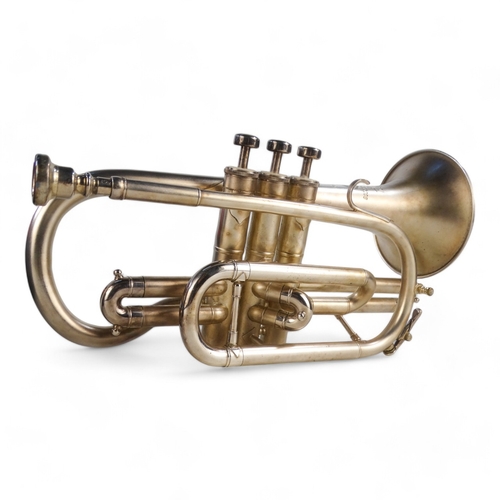 26 - A 20th century Boosey & Hawkes 'Regent' cornet - silver plated with a matte finish, the bell interio... 