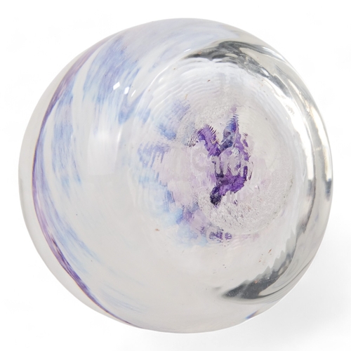 263 - A Caithness ball paperweight - with swirls of milk and magenta coloured glass, 5cm diameter, togethe... 