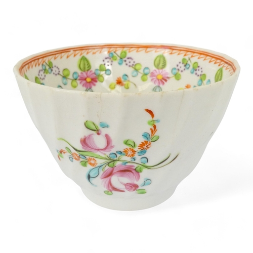 269 - An 18th century tea bowl and saucer - probably Newhall, decorated with floral sprigs, together with ... 