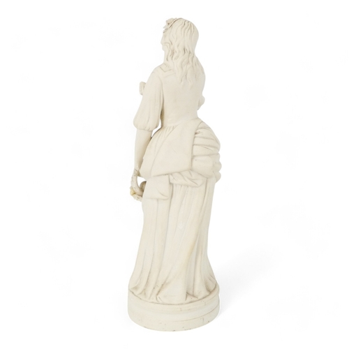 277 - A pair of late 19th century Parian figures - modelled as a gallant and an elegant lady, 35cm high.