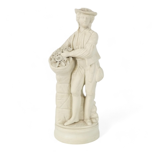 277 - A pair of late 19th century Parian figures - modelled as a gallant and an elegant lady, 35cm high.